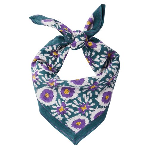 Foulard imprimé "Fleurs Indiennes" Margotte Vert Sapin Enfant