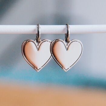 Boucles d'oreilles en acier inoxydable avec coeur fermé - argent 2