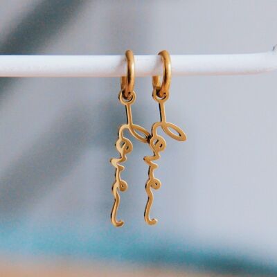 Stainless steel earrings with LOVE - gold