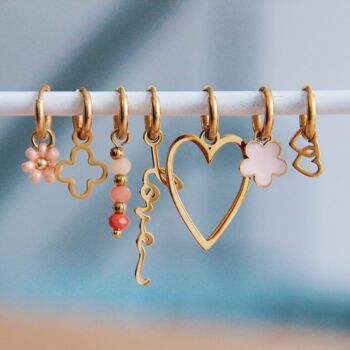 Boucles d'oreilles en acier inoxydable avec double coeur - or 2