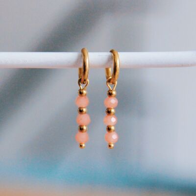 Stainless steel earrings with facets - old pink
