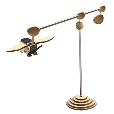 Wooden Eole Solar Mobile rotating on a Kit Base