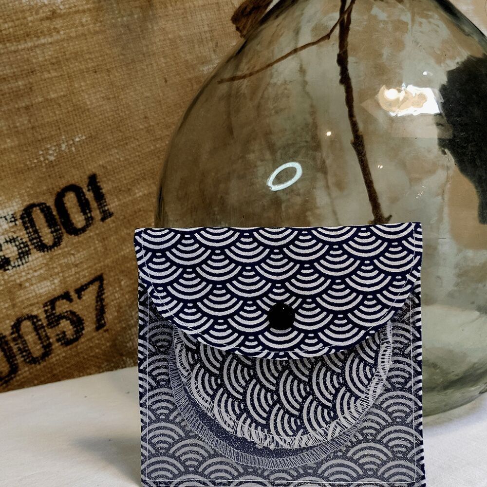 Astuccio da viaggio con 2 scomparti per salviette, quadretti in cotone, mini guanti struccanti, cotone OekoTex