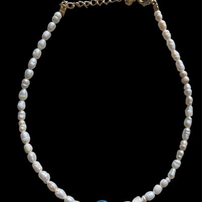 Bracelet de cheville hamsa bleu et perle