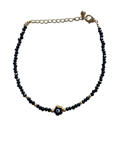 Black crystal protective hamsa bracelet