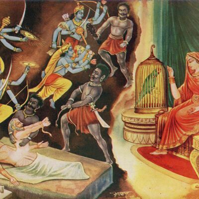 Impresión hindú vintage - Historia de Ajamila