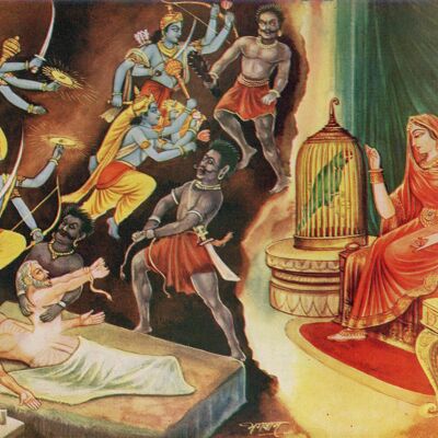Vintage Hindu-Druck - Geschichte von Ajamila