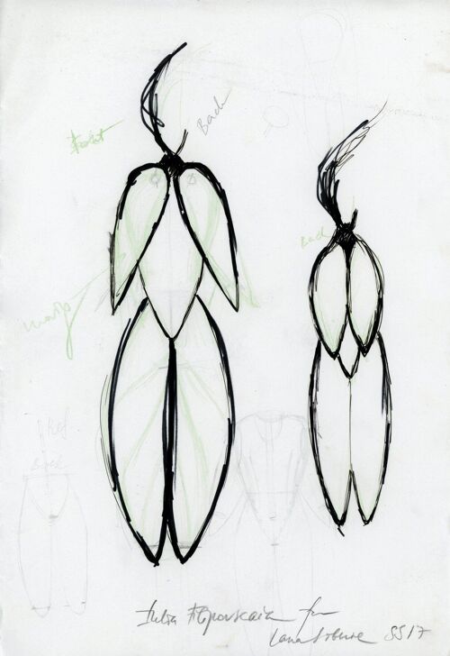 Beetle suit' drawing for Lana Siberie by Iulia Filipovscaia
