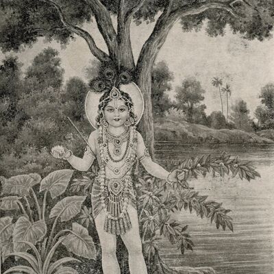 Two sided, stand alone vintage Hindu print - Lord Balarama