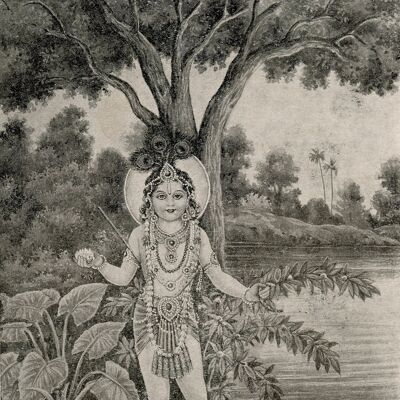 Two sided, stand alone vintage Hindu print - Lord Balarama