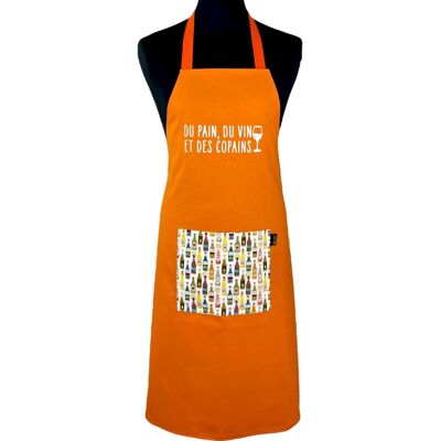 Apron, "Bread, wine and friends" orange