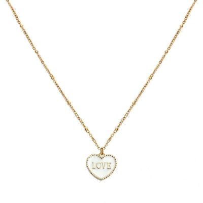 Gold necklace white heart