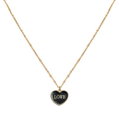 Gouden ketting black heart