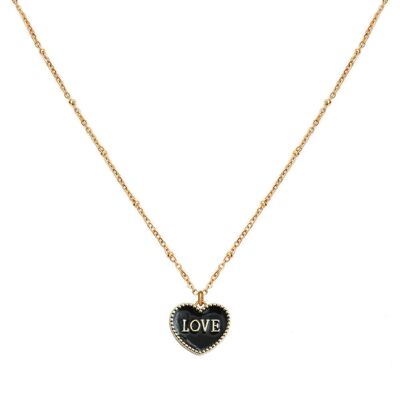 Gold necklace black heart