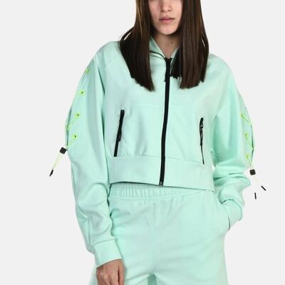 Two Piece Set - Shorts & Hooded Jacket - Mint