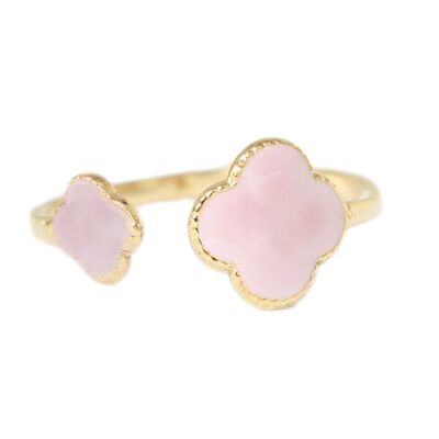 Anillo trébol rosa