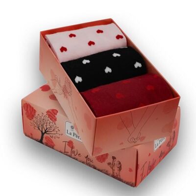 Calcetines de mujer en caja de regalo - 3 pares de Love