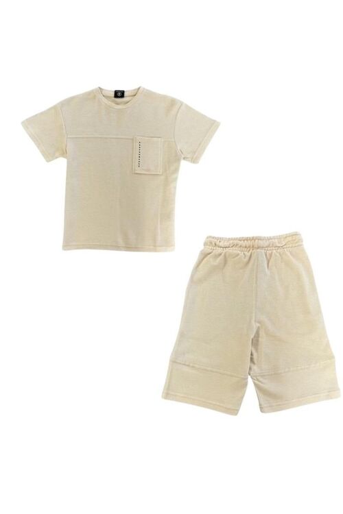 La Pèra Kinder setje T-shirt & Korte broek Unisex Beige