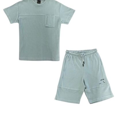 La Pèra Conjunto Infantil Camiseta y Shorts Unisex Azul