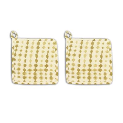 SET 2 PADELLE COTONE STAMPATO GIALLO MIMOSA 20X20CM EGITO