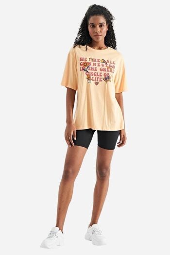 T-shirt femme oversize - Soft Orange avec imprimé lettre 7