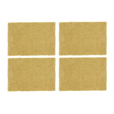 SET 4 TOVAGLIETTE ALL'AMERICANA CON FRANGE IN TESSUTO MIMOSA GIALLO TINTA UNITA 38X54CM ANOKI