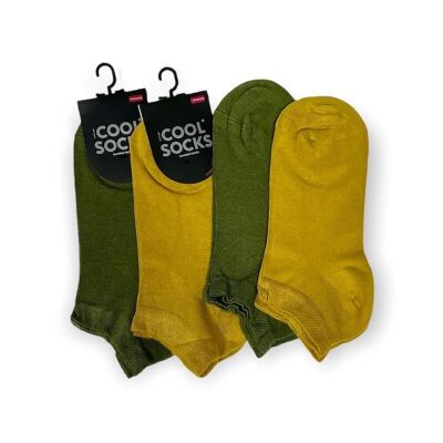 Sneaker Chaussettes Femme Bambou 4 paires vert-jaune ocre