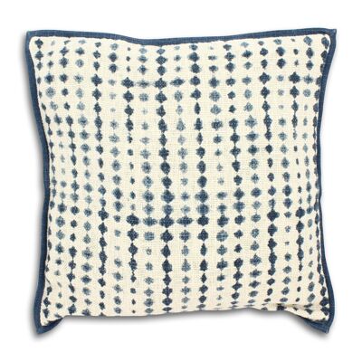 SEA BLUE PRINTED COTTON CUSHION WITH A BLUE PIPING45X45CM GALO