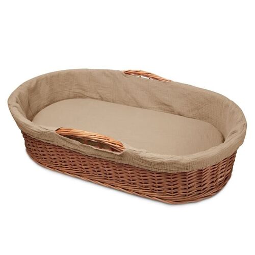 Hi Little One - wicker low basket with 2in1 mattress, Beige