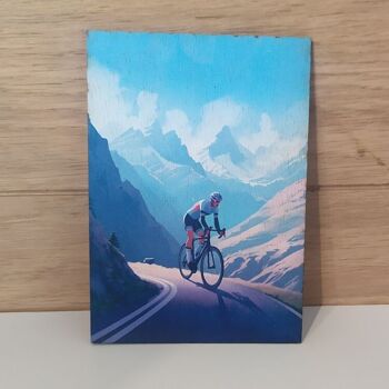 Carte postal en bois  vélo montagne 1