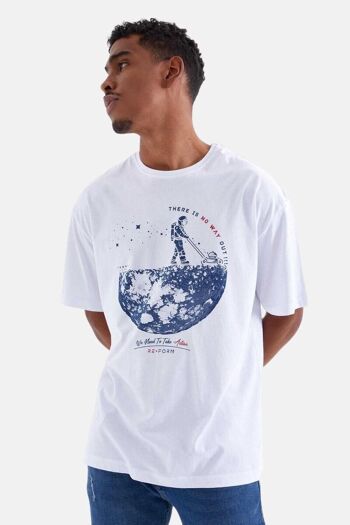 T-shirt homme La Pèra - Blanc imprimé bleu 5