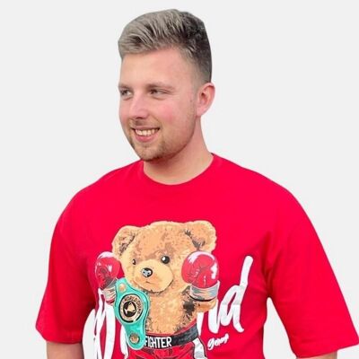 La Pèra Herren-T-Shirt mit Bärenaufdruck Rot