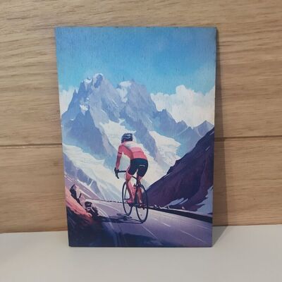 Carte postal en bois vélo Galibier