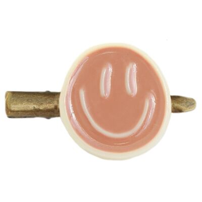 Barrette smiley marron crème