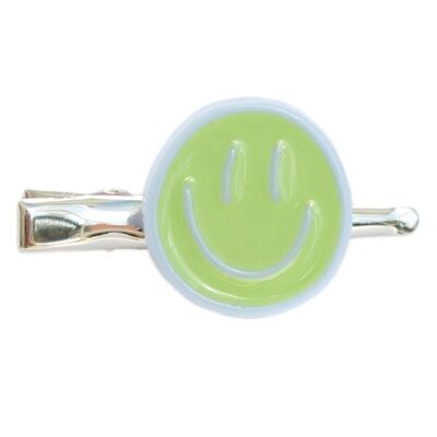 Barrette smiley vert bleu