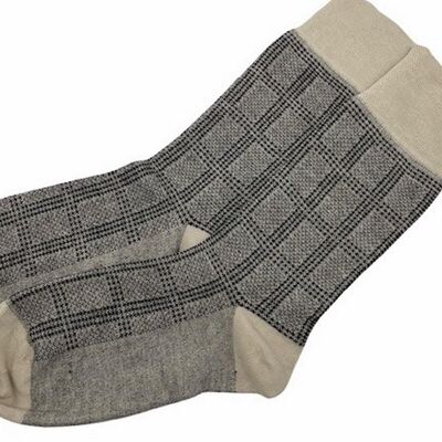 Herrensocken Classic Bamboo 3 Paar beige kariert