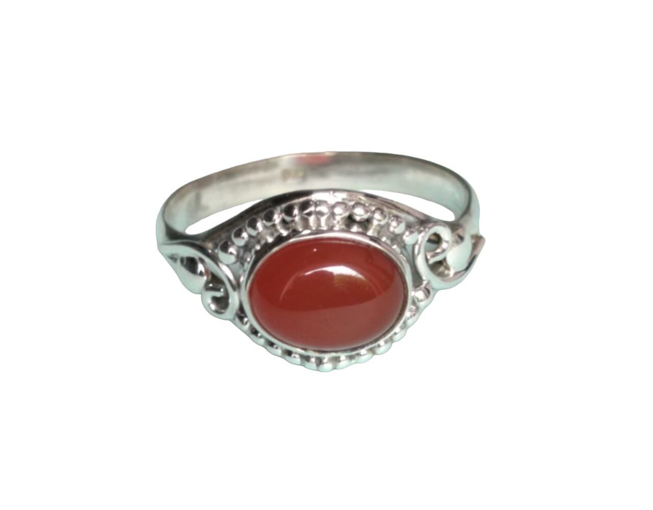 Elegante anello fatto a mano in argento sterling 925 con onice rosso