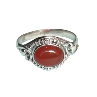 Elegante anello fatto a mano in argento sterling 925 con onice rosso