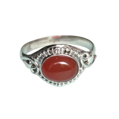 Bague élégante en argent sterling 925 avec onyx rouge