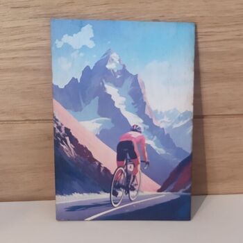 Carte postal en bois vélo Alpes d'Huez 1