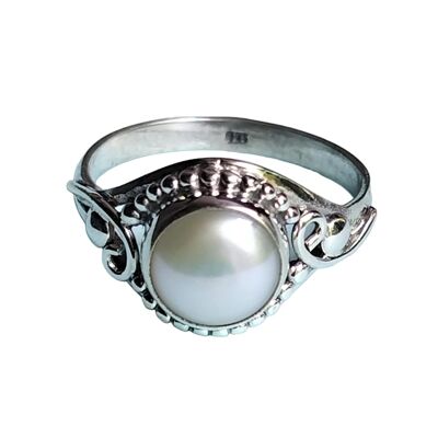 Anello fatto a mano in argento sterling 925 con perla d'acqua dolce naturale