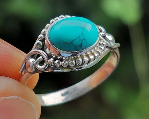Blue Turquoise 925 Sterling Silver Handmade Ring