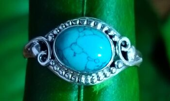 Bague faite main en argent sterling 925 bleu turquoise 3