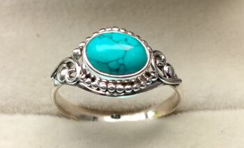 Bague faite main en argent sterling 925 bleu turquoise 4