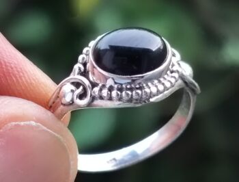 Bague faite main en argent sterling 925 avec onyx noir 2