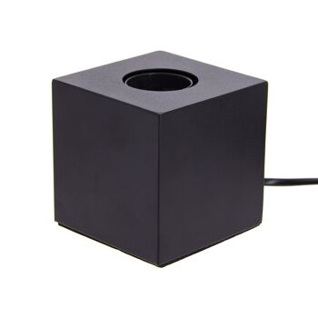 Lampe à poser cube en métal noir, compatible culot E27, IP20, 60W puissance max 1