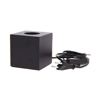 Lampe à poser cube en métal noir, compatible culot E27, IP20, 60W puissance max 5