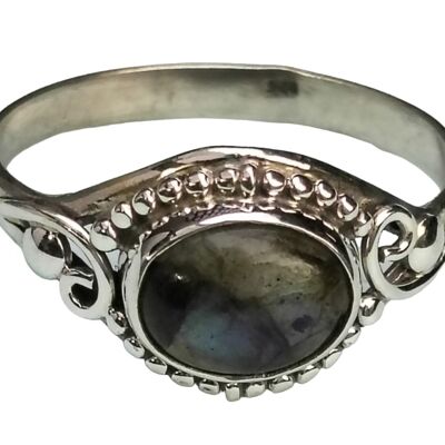 Handgefertigter Ring aus echtem Labradorit-Edelstein aus 925er Sterlingsilber