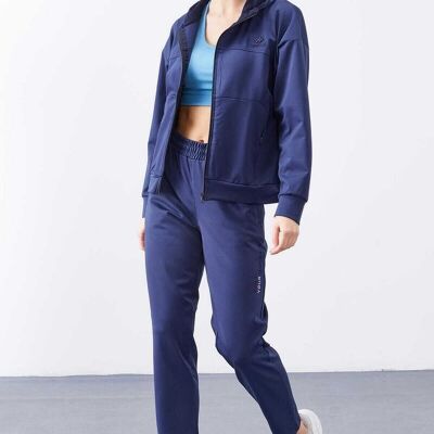 Leisure suit with zipper blue