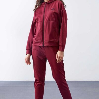 Leisure suit with zipper burgundy